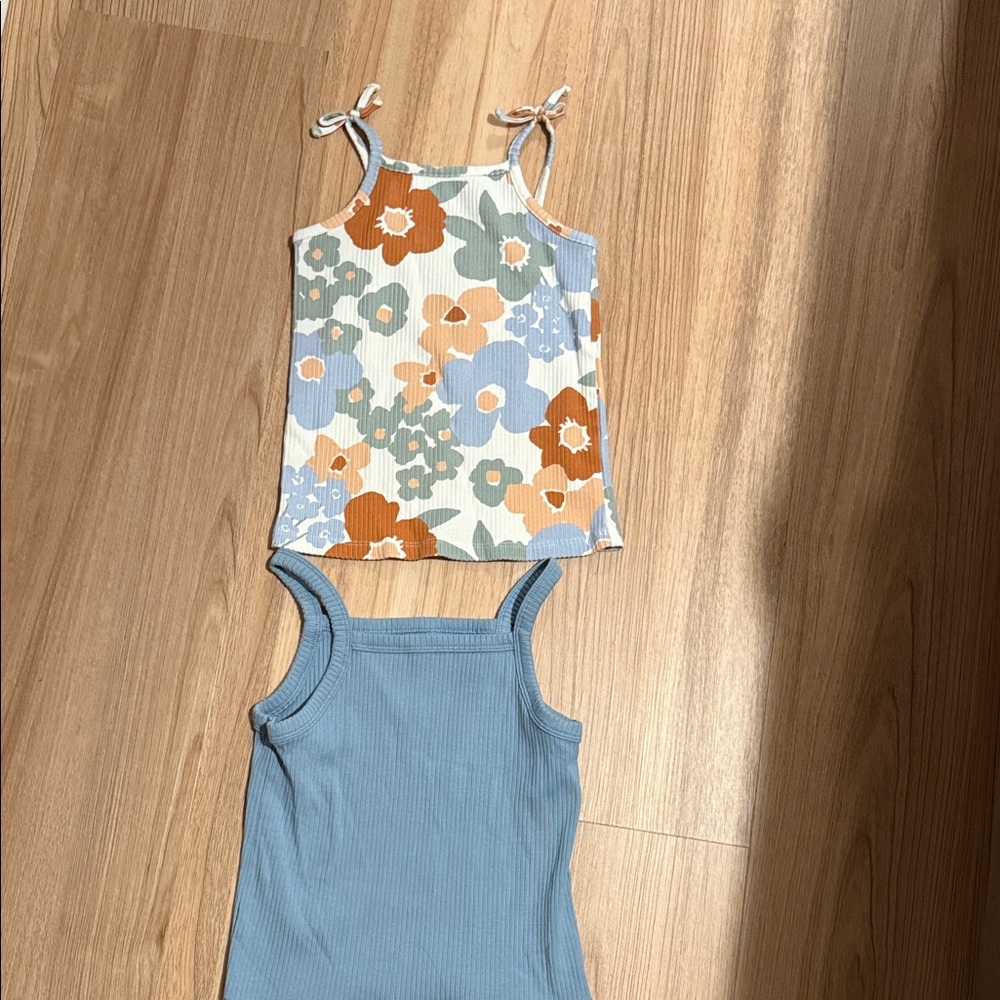 LC Lauren Conrad Floral and Blue Kids Tank Tops